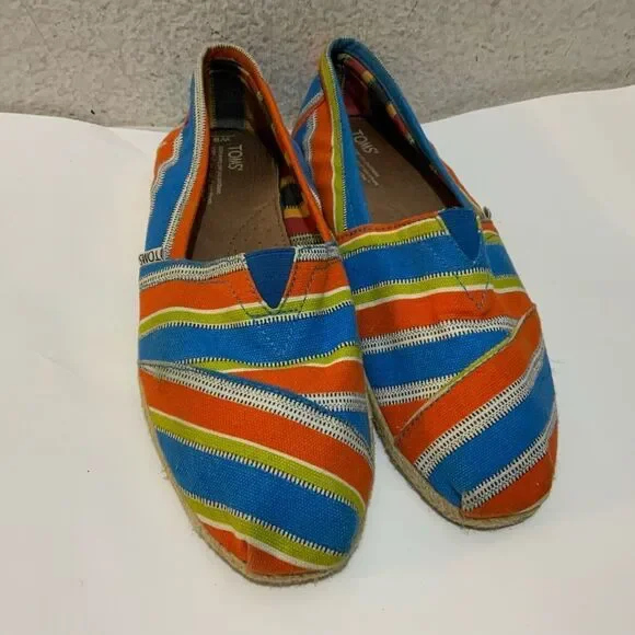 TOMS Striped Canvas Espadrille Slip-on size 9