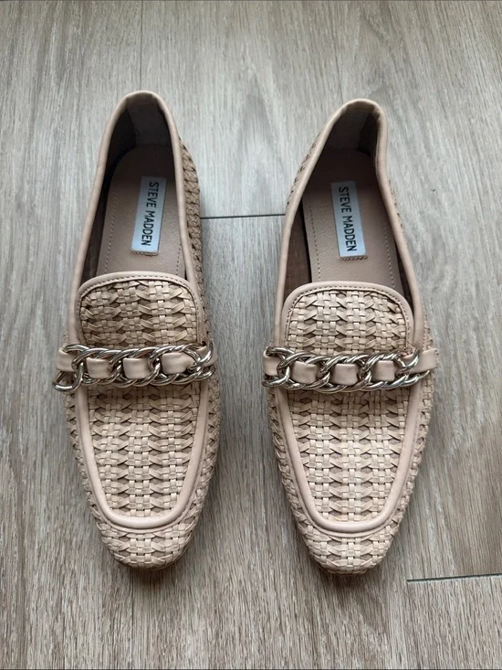Steve Madden Beige Woven Chain Loafers