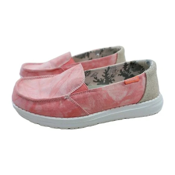 Hey Dude Lena Slip On Shoe Loafer Women 6 Tie Dye Peach Casual Lightweight Beach