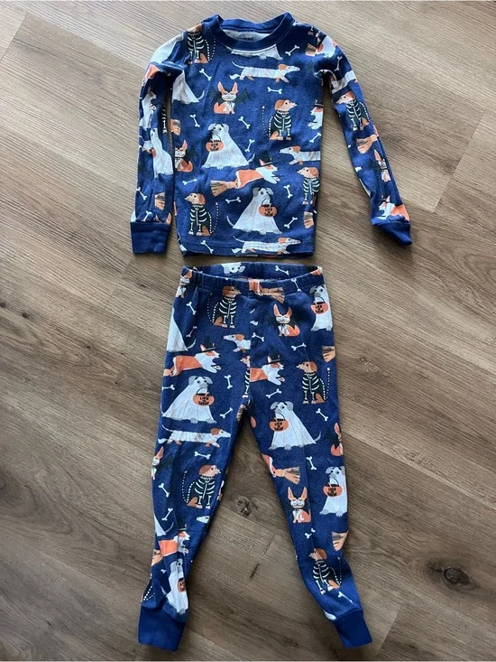 Gymboree Navy Halloween Dog Print Pajama Set 3T