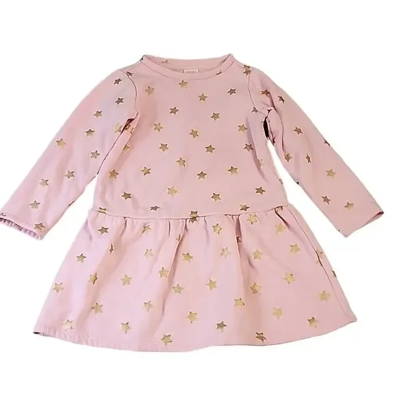 Gymboreee Pink Sweater Dress with Gold Stars