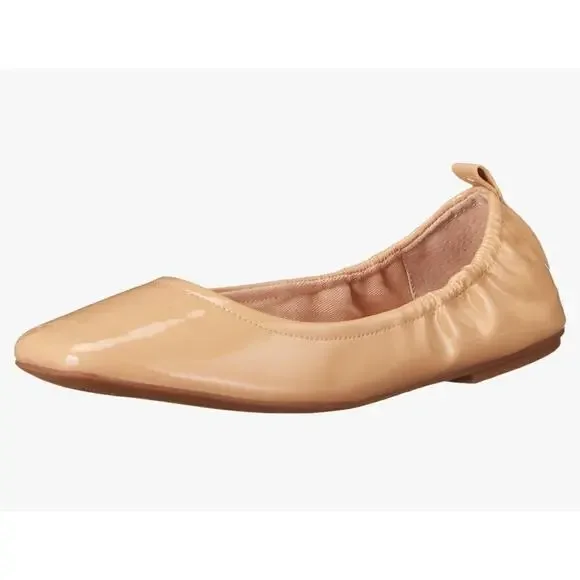 Vince Camuto Flats Womens Size 6 Tan Patent Leather Slip On‎ Ballet Shoes