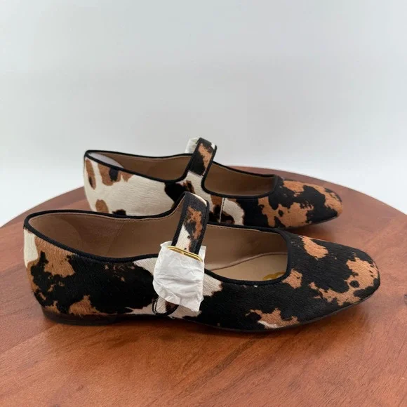 Sam Edelman Michaela Mary Jane Flats Womens Brown Cow Print Calf Hair 7 M