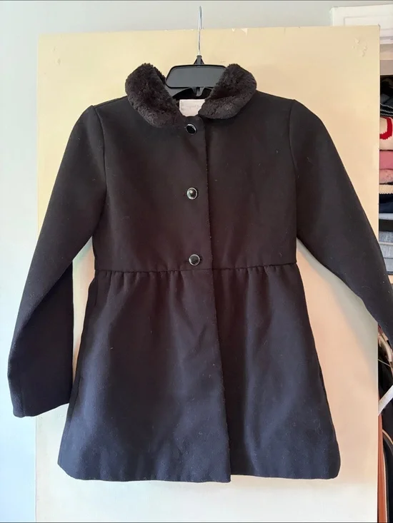 Gymboree Black Girls' Pea Coat with Faux Fur Collar