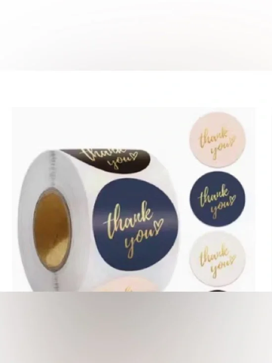 Thank you multi colors stickers + 5 free thank you cards