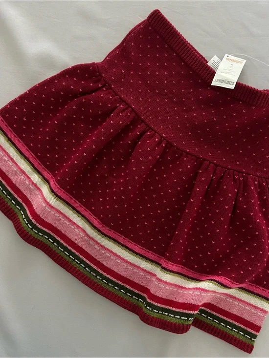12 Gymboree Girls Knit Skirt - Deep Berry with Light Pink heart Detail
