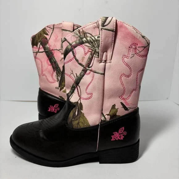 Realtree Pink Camo Cowgirl Boots, Toddler Girls Kids Camouflage Dusty Cowboy
