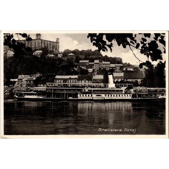 Vintage Bratislava Dunaj River Steamboat Postcard‎ Czechoslovakia 1932