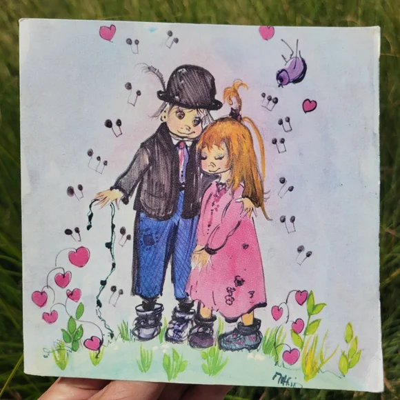 Vintage Made in France Birthday Card ~ 1960s ~ Frame-worthy! ~ Cute Couple