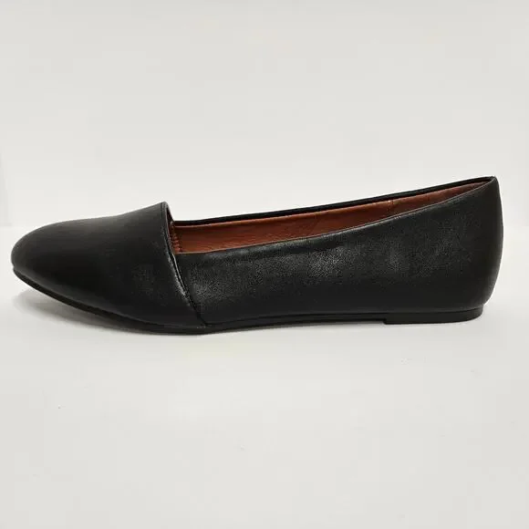 Black Faux Leather No Call Sharon Flats Padded‎ Footbed Size 10M