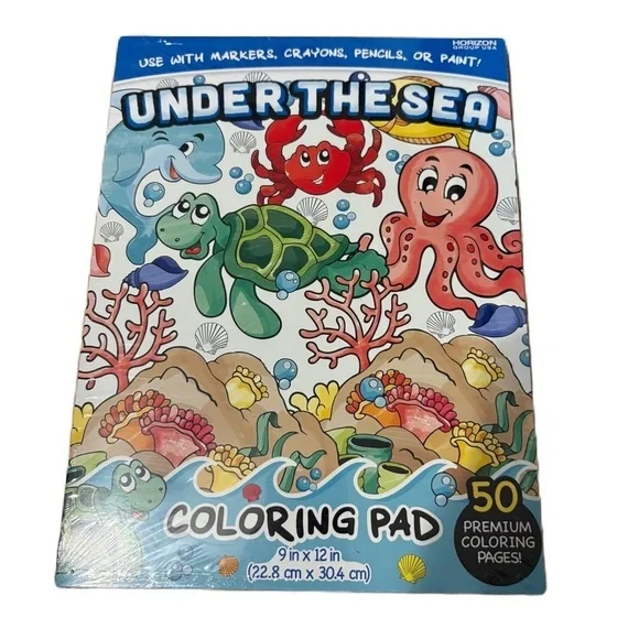 Go Create Under The Sea Coloring Pad 9x12 in 50 Page Adult & Kids NEW Fish