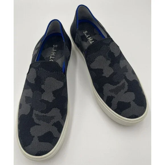 Rothy’s The Original Women’s 8.5 Gray‎ Camo Knit Slip On Flats Sneakers Washable