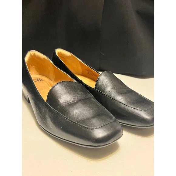Sofft Black Leather Loafers Womens Size‎ 8 Comfort Slip On Work Dress Shoes