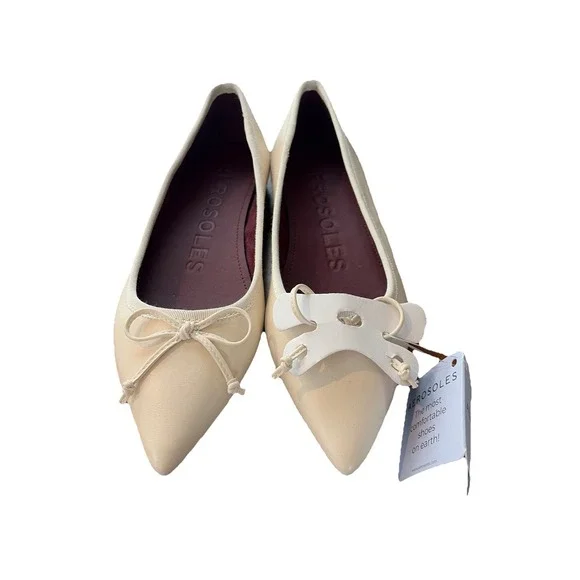 Aerosoles Women's Shoes Ivory Leather Dumas Ballet‎ Flats Size 5.5 New