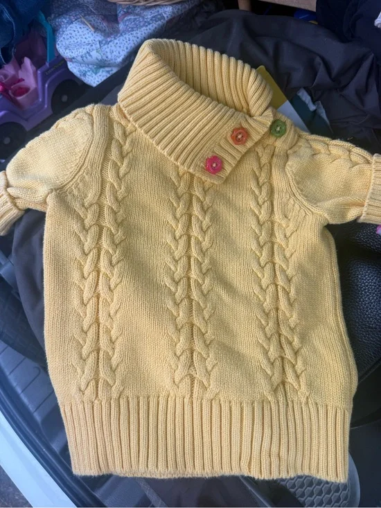 Vintage Yellow Cable-Knit Short Sleeve Sweater with Buttoned Collar