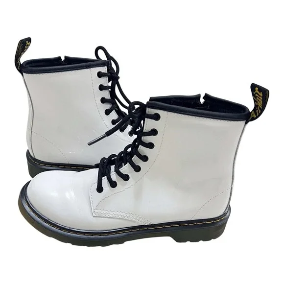 DR. MARTENS AirWair 1460‎ White Patent Leather Boots Combat Girls 4