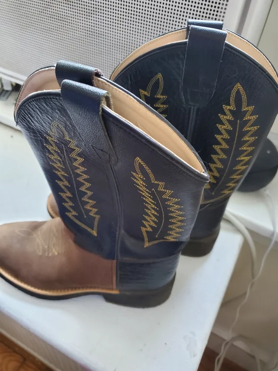 Old West Brown and Black Kids Cowboy Boots