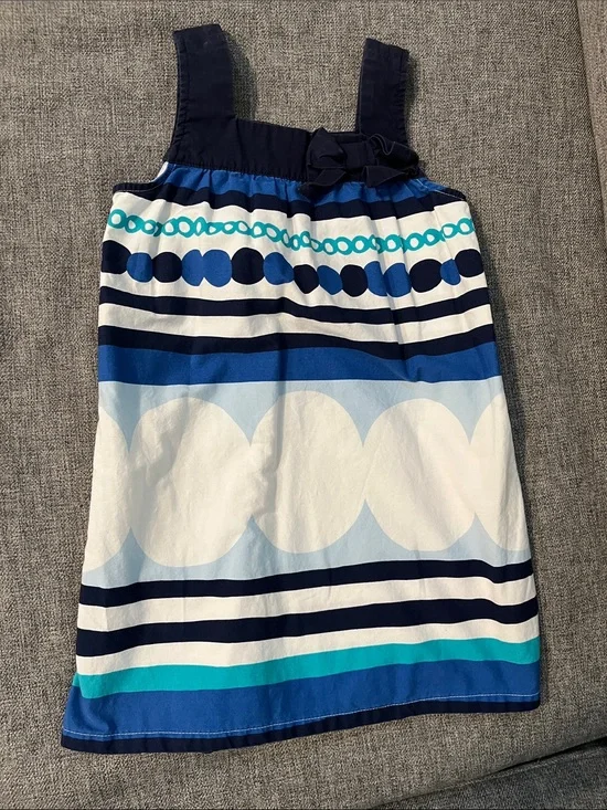 Gymboree Blue White Striped Dot Sundress Size 4 Very Good Condition