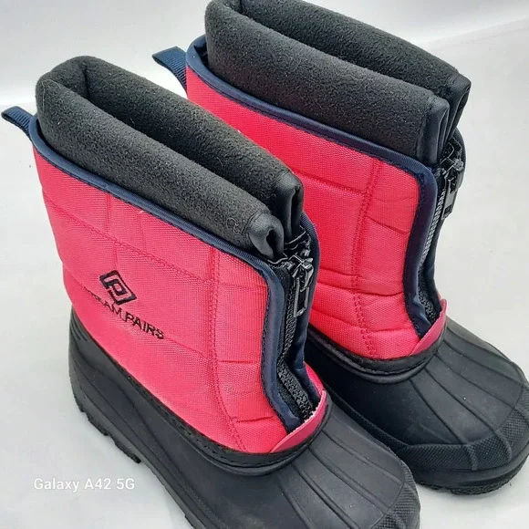 Dream Pairs‎ Girls Pink Quilted Winter Snow Boots Side Zip Size 10