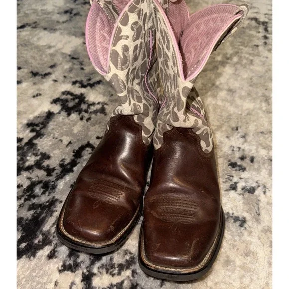 Ariat Youth Girls Giraffe Print Brown  Western Boots Sz 4