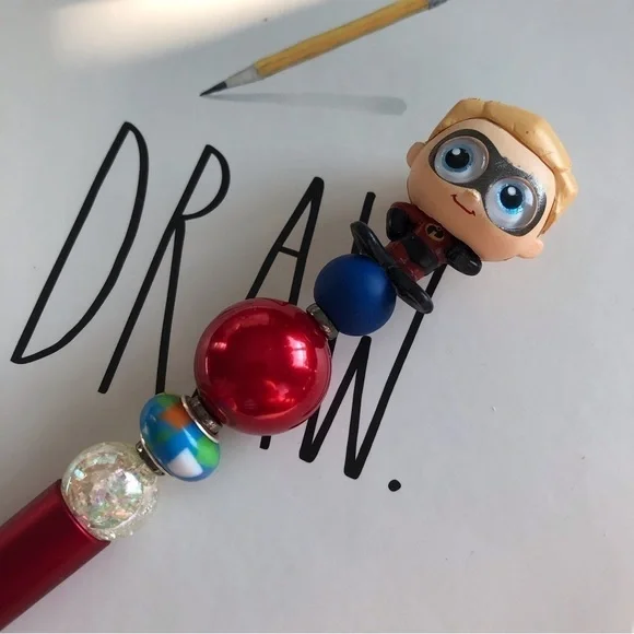 Disney Doorables: The Incredibles: Dash Parr handmade beaded pen