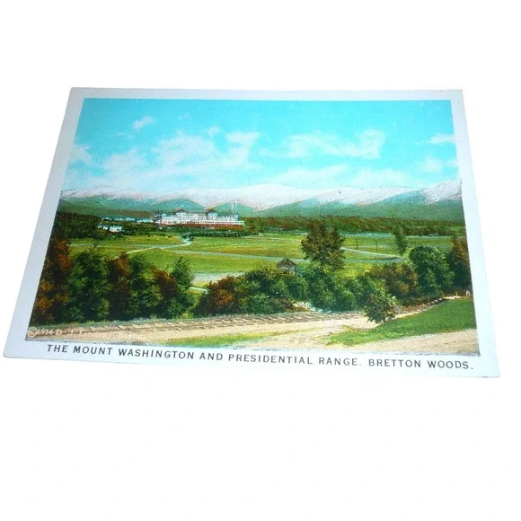 Vintage Postcard Mount Washington Presidential Range Bretton Woods White Border‎
