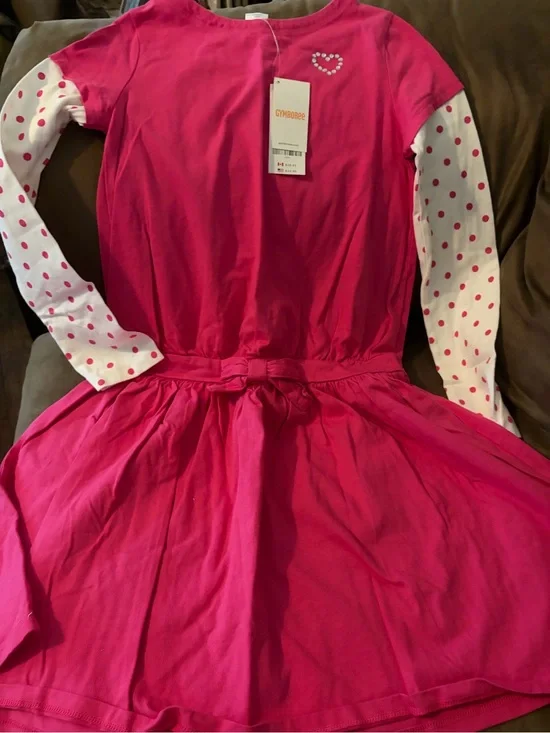 NWOT Gymboree Girls' Hot Pink Long-Sleeve Layered Dress