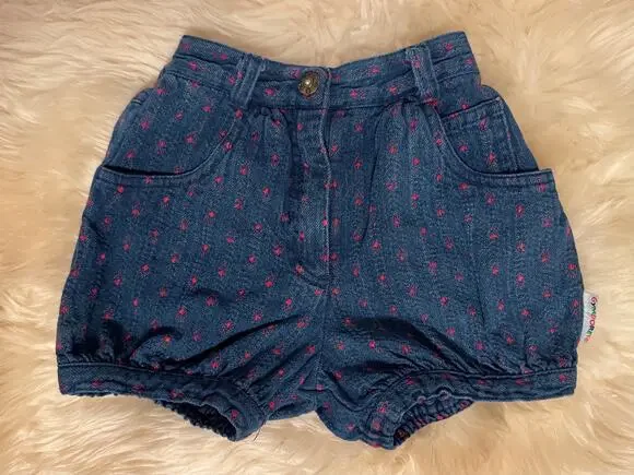 Vintage Gymboree Denim Bubble Shorts Rainbow Tag Baby XS 9-18m, 9-12m 12-18m