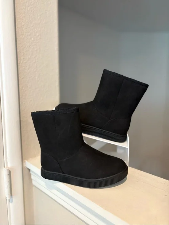 New! Girls' Holland Zipper Shearling Style Boots Cat & Jack Black Sz 13 Big Kid