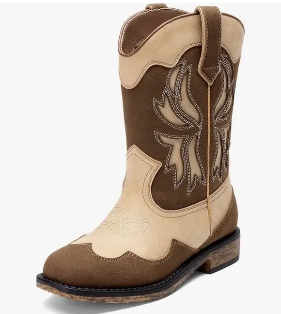 DREAM PAIRS Cowgirl Boots Big Girls Size 5 Brown