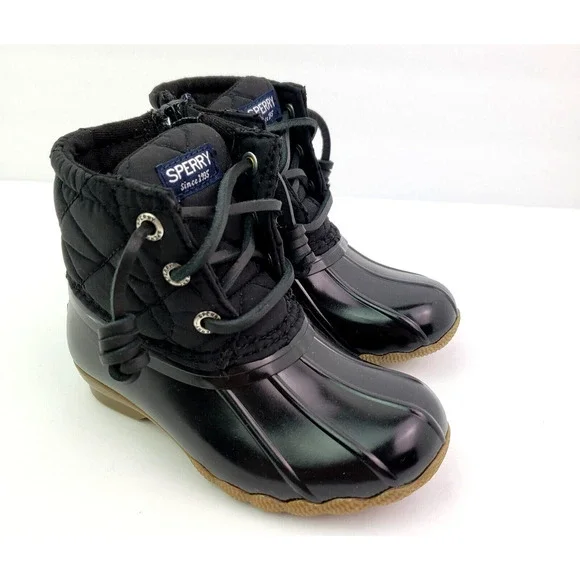Sperry Top Sider Saltwater Toddler Size 6 Black Quilted Waterproof Duck Boots