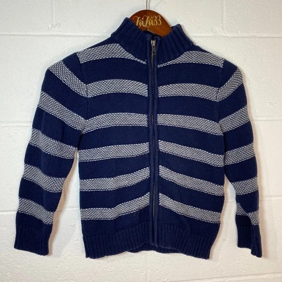 Gymboree Navy Striped Zip up Cardigan Jacket