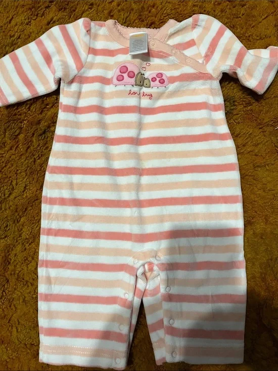 Baby Girls' Peach and white One-Piece Romper
