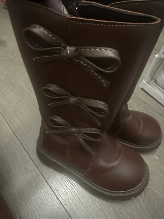 Brown Bow Accent Tall Boots