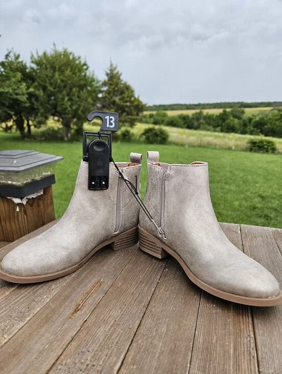 NEW Girls Taupe Ankle Booties Side-Zip Fashion Boots  #boho #western #heels