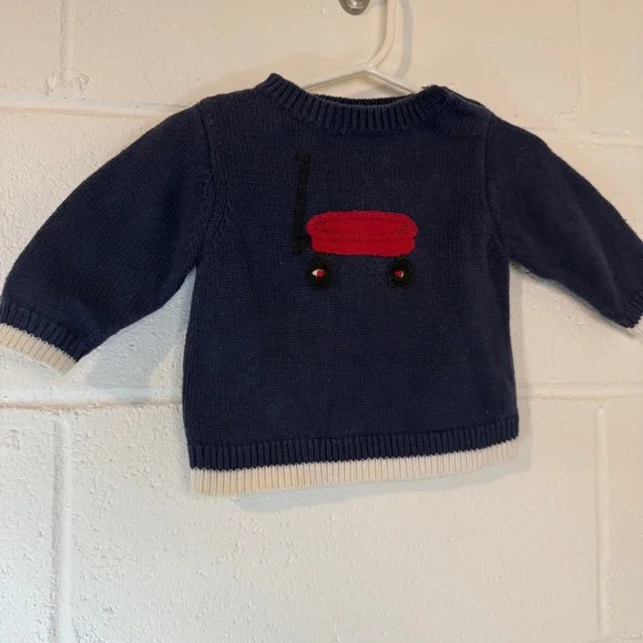 Gymboree  Babies Navy Blue & Red Wagon Sweater Size 0-3 months