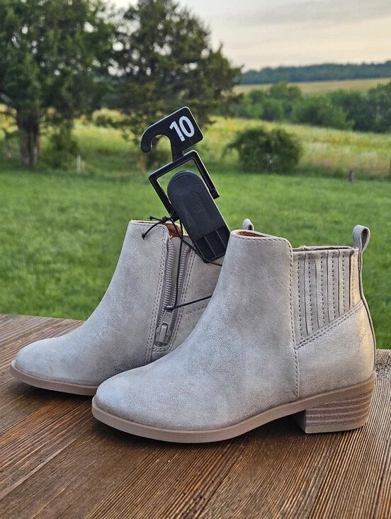 NEW Girls Taupe Ankle Booties Side-Zip Fashion Boots  #boho #western #heels