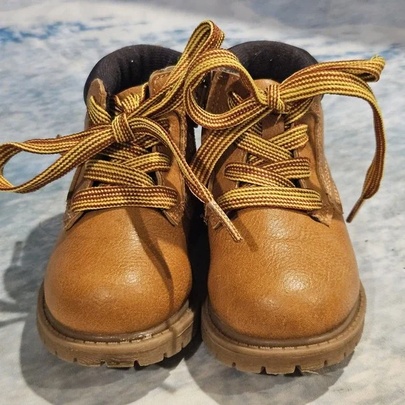 Carter's Toddler Boys Lace Up Work Boots Brown Ankle Boots Size 6