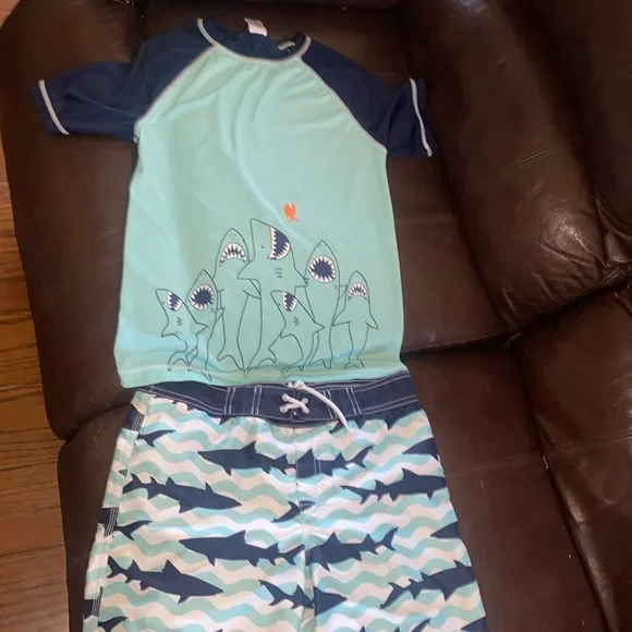 Gymboree /boy /size:Large (10-12) kid swim set - / blue shark/ Previou…