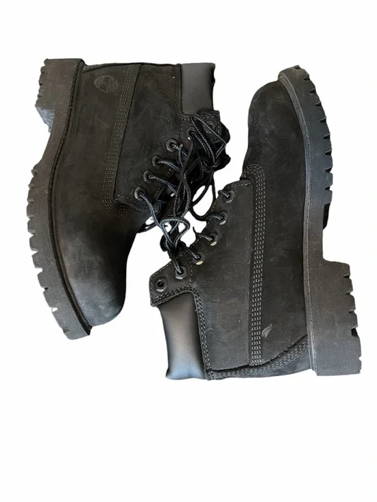 Kids Timberland Premium 6 inch black biking boots size 1 outdoors casual rugged