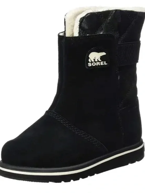 Sorel Black Suede Shearling-Trim Winter Boot