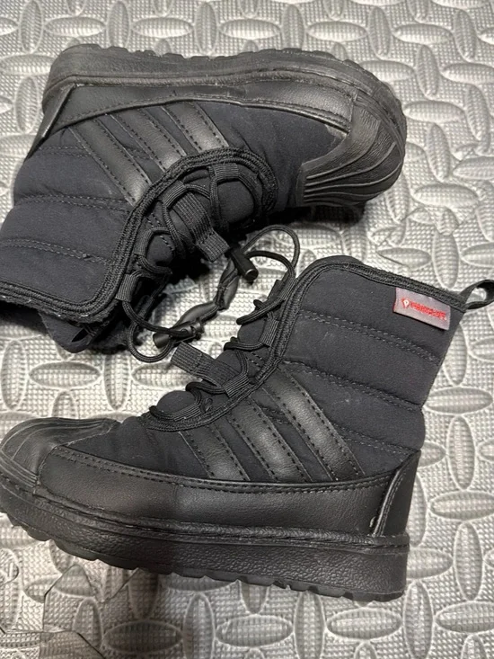 Adidas Black Kids Winter Boots with Pull-Draw Laces