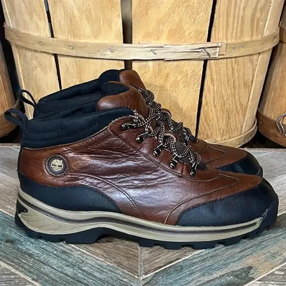 Timberland Backroads Brown Leather Waterproof Lace-Up Hiking Boots Youth 5.5