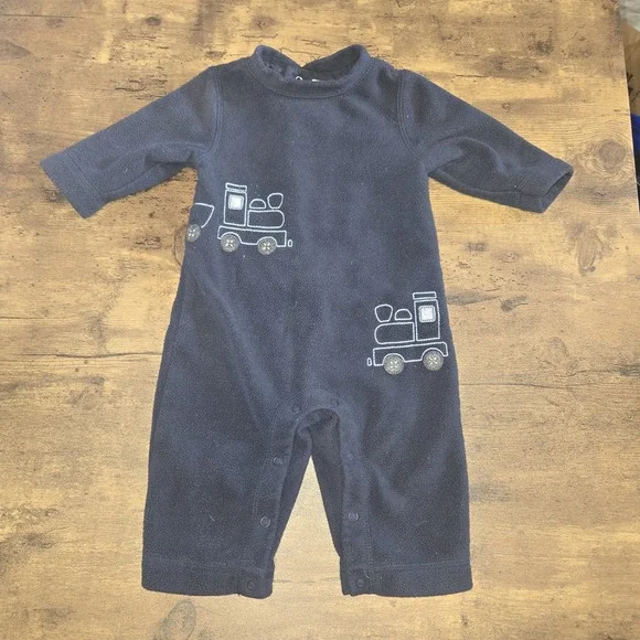 Vintage Gymboree '02 Y2K Fleece Embroidered Train Jumpsuit‎ 3-6 Months