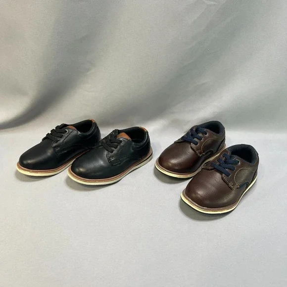 Max + Jake‎ Mix NO. 6 Boys US 6 Oxford Shoes Black Brown Leather Lace Up 2-Pairs