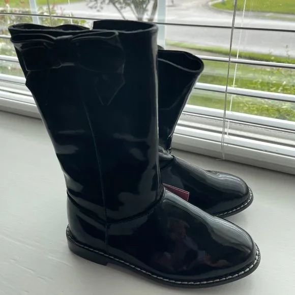 New Gymboree Girls Black Patent Boots Size Youth 13