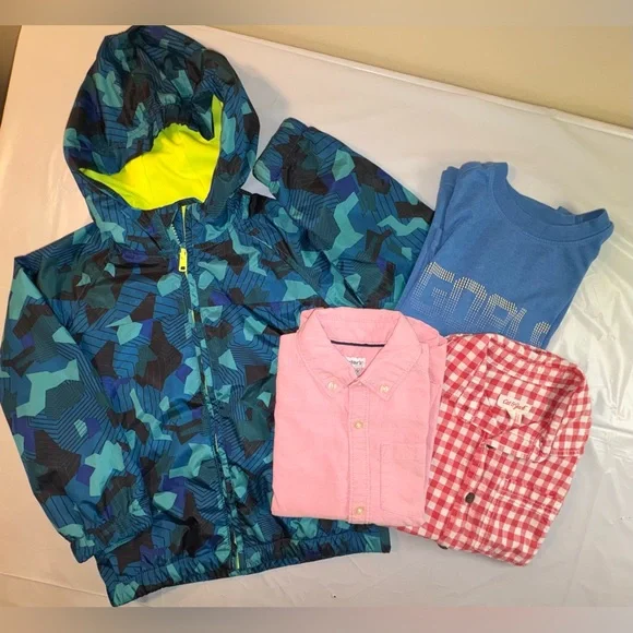 EUC/GUC Bundle: Lined Hooded Lightwgt Jacket, Long-Sleeve Tee, Button-Down Shirt