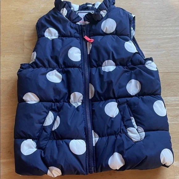 Navy Polka Dot Puffer Vest