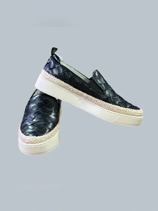 Franco Sarto Woven Black Platform Espadrille Slip On Sneakers Women’s 8M
