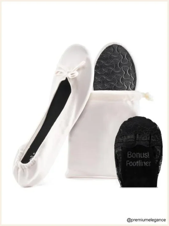 Velvet Foldable Ballet Flats for Women, Portable Travel Shoes, Cushioned